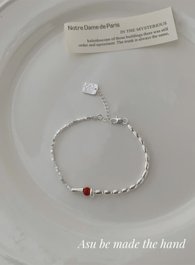 碎银子银饰蓝色小马手链