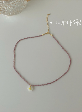 粉色系串珠锁骨链项链