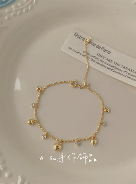 春夏新款金色爱心吊坠手链女