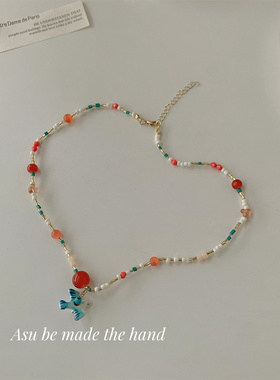 Asu手工自制~彩色多巴胺串珠项链