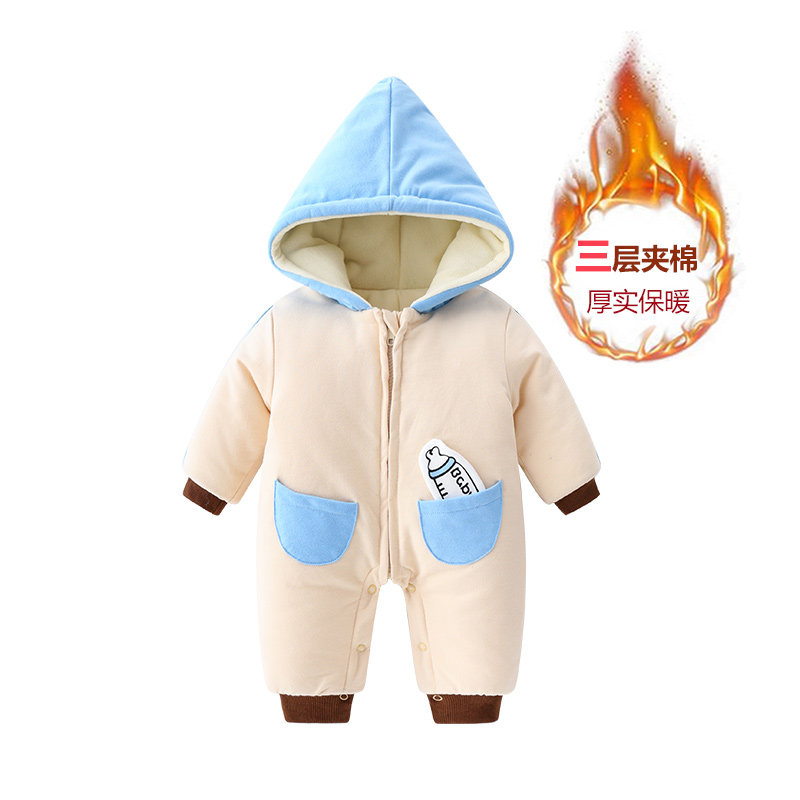 夹棉加厚婴儿连体衣秋冬套装新生儿宝宝外出抱衣可爱加绒冬季衣服,淘宝优惠券,粉丝福利购,淘宝优惠卷