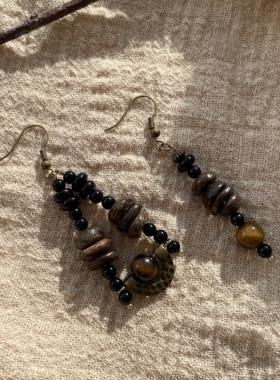 微瑕清仓 | 原创设计手作美拉德复古不对称百搭气质小众耳环耳夹