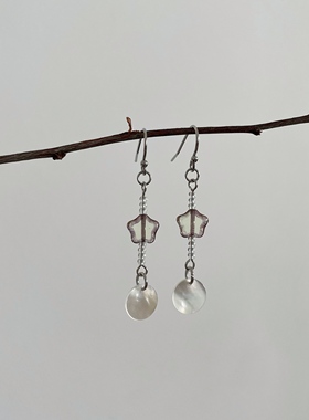 尾生之信 | 原创冷淡捷克珠+贝壳百搭简约气质日常防敏耳环耳夹女