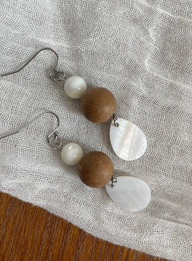 尾生之信 | 原创设计纯手工中药合香珠复古百搭简约气质耳环耳夹