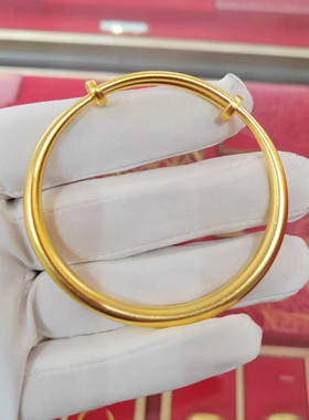 金包银推拉手镯黄金镯子女不掉色