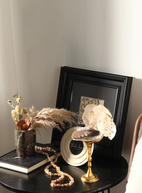 侘寂风老钱风书桌书柜摆件组合