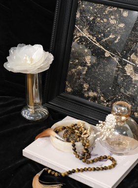 法式中古贝壳山茶花艺摆件组合