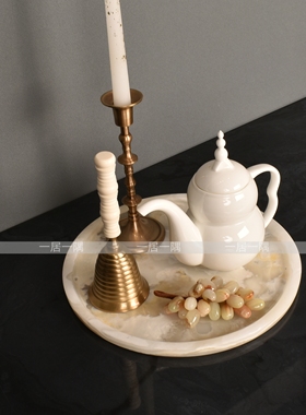 轻奢轻法式样板间圆几装饰摆件