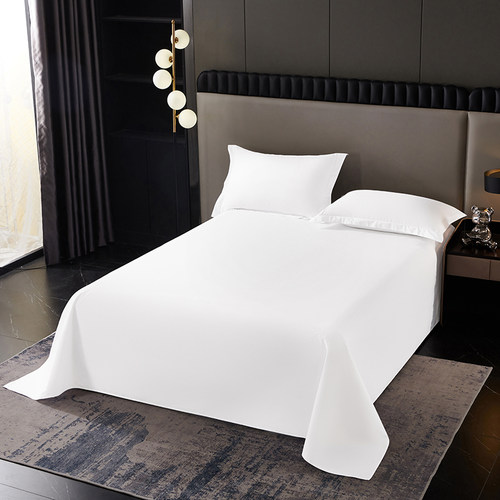 纯白色五星级酒店民宿宾馆床单单件四件套被套可定制床笠床上用品 - 图3