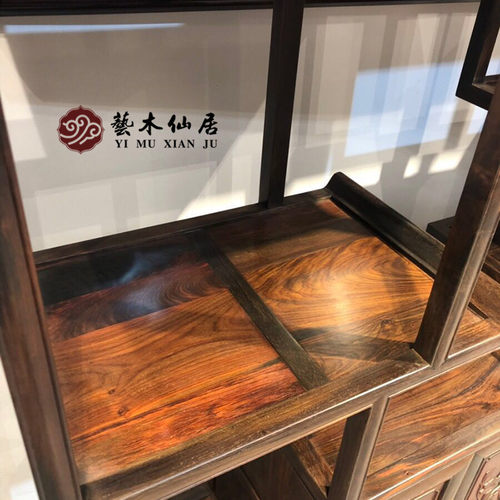 红木博古架 大红酸枝 实木隔断博古架线条古董架展示架 - 图2