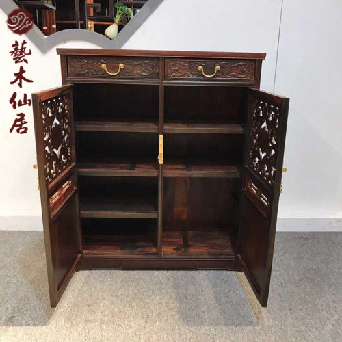 红木鞋柜家用门口门厅柜多功能鞋架中式实木鞋柜大红酸枝交趾黄檀 - 图3