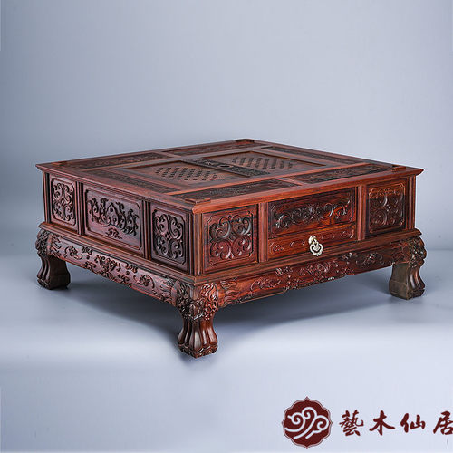 红木大红酸枝 三用棋盘象棋围棋盘 家具茶盘套装 中国象棋桌组合 - 图1