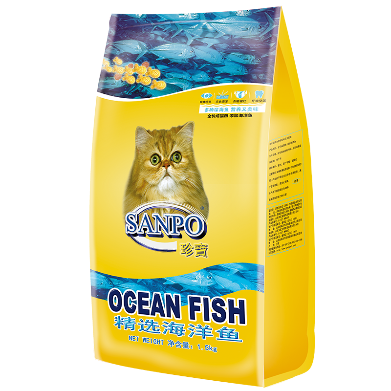 珍宝精选海洋鱼成年期猫粮鱼肉味1.5kg*成猫通用型<a href=