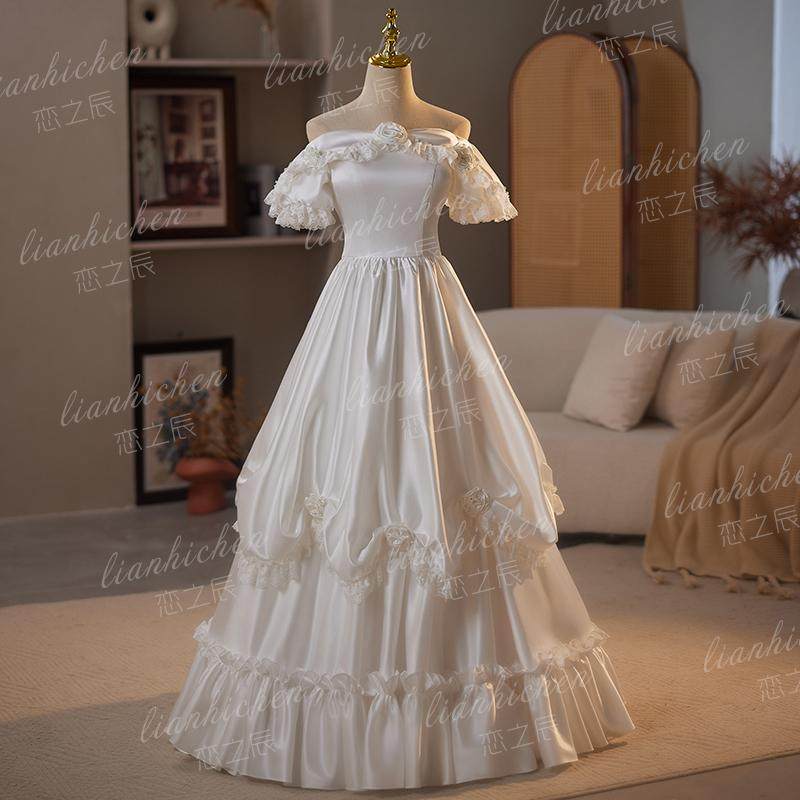 恋之辰法式古董出门复古缎面2025新款轻婚纱在逃公主港风旅拍影楼,淘宝优惠券,粉丝福利购,淘宝优惠卷