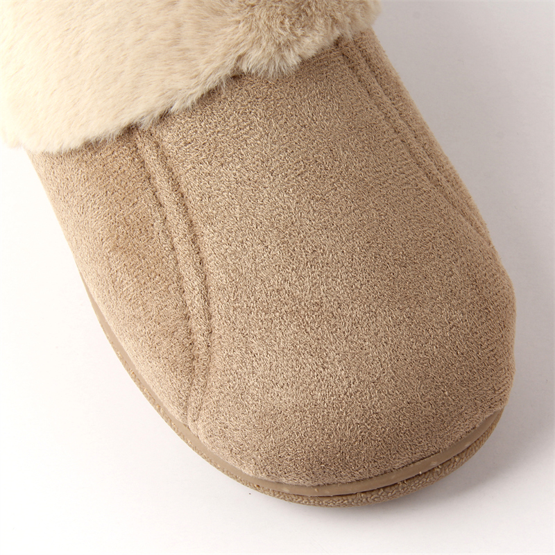出口新品女士兔毛大码秋冬防滑加厚底绣花麂皮绒毛毛拖居家用棉拖 - 图1