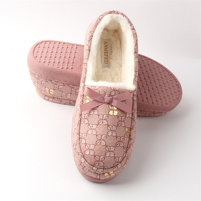 出口新品女秋冬保暖毛绒防滑包跟月子豆豆棉鞋软底防滑居家棉拖鞋,淘宝优惠券,粉丝福利购,淘宝优惠卷