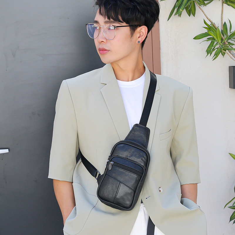 新款真皮斜挎包男士包包牛皮胸包小背包便携骑行收纳手机包男包袋,淘宝优惠券,粉丝福利购,淘宝优惠卷