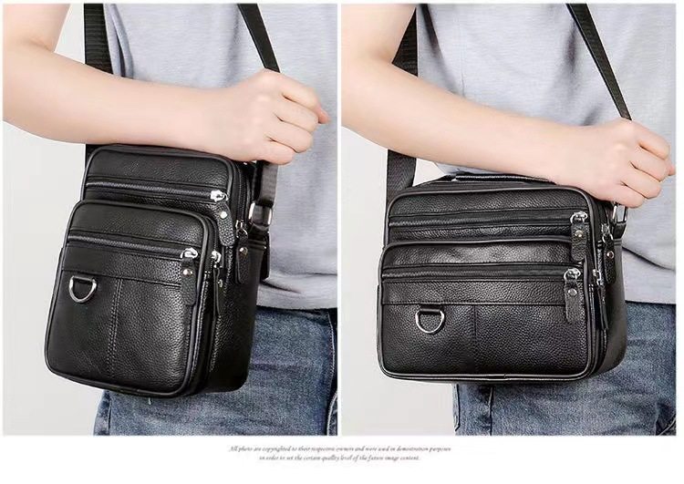 真皮男包商务多隔层牛皮单肩包公文包牛皮背包IPAD电脑包男士包包 - 图1