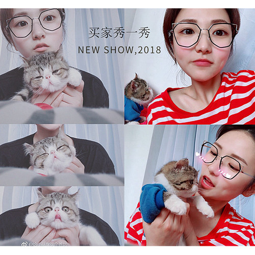 猫耳朵网红眼镜框女原宿可爱风超轻菱角学生近视眼镜有度数防蓝光 - 图1