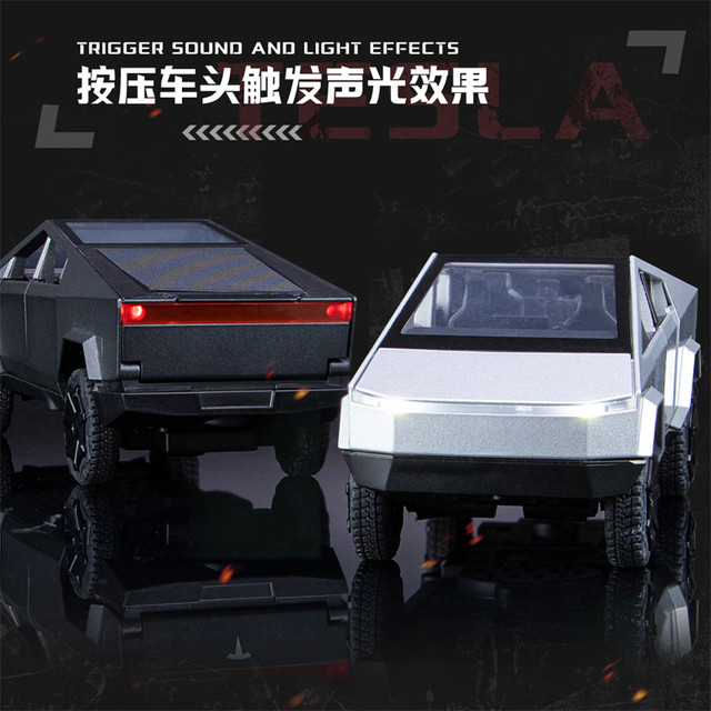 Tesla pickup model alloy toy car with motorcycle