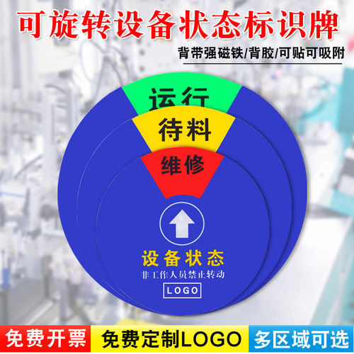 设备状态标识牌亚克力仪器磁吸式可旋转运行闲置待机磁性机械操作维修管理卡车间仓库管理分区标志提示牌定制 - 图0