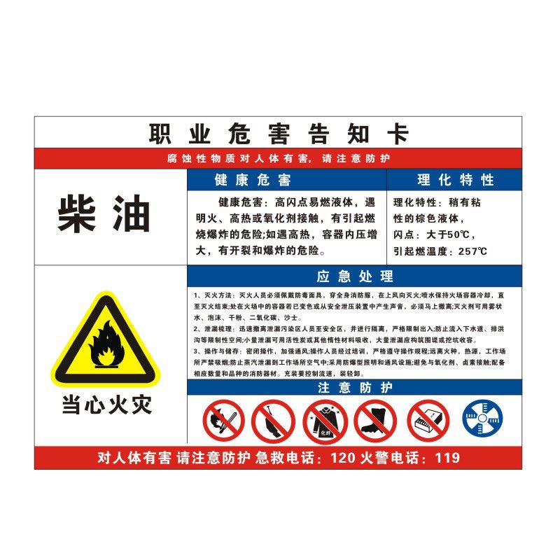 柴油职业病危害告知牌卡卫生消防安全周知危险废物化学品工厂车间标识提示贴纸警示标志牌子定制GQT13 - 图0