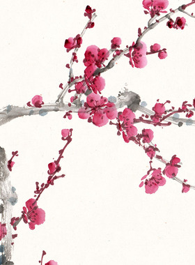 梅花国画水墨画斗方字画画芯
