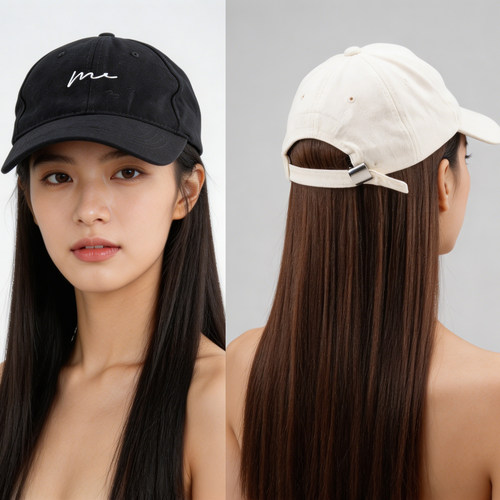 娇滴滴帽子假发女长直发高仿真头套一体自然增发补发块片棒球帽酷 - 图1