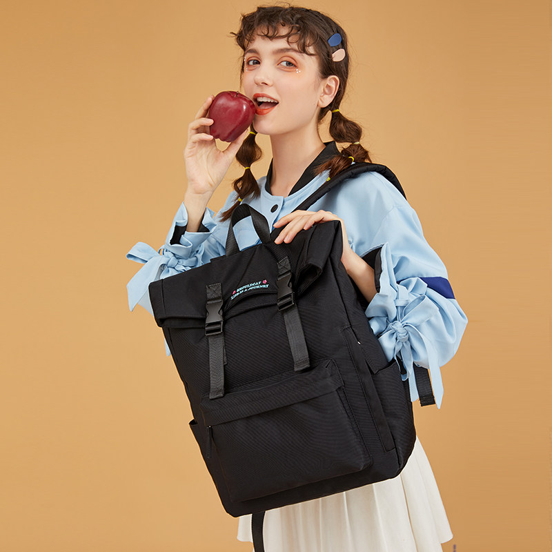 纯色女日系初中生大学生ins双肩包 优胜者箱包双肩背包