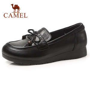 Camel/骆驼女鞋2026春季新款妈妈单鞋舒适乐福鞋真皮软底中老年鞋