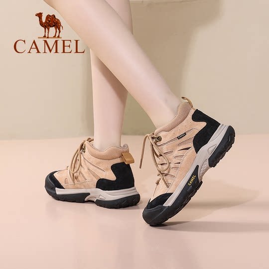 Camel/骆驼女鞋2025冬季新款户外高帮工装鞋休闲登山鞋厚底徒步鞋