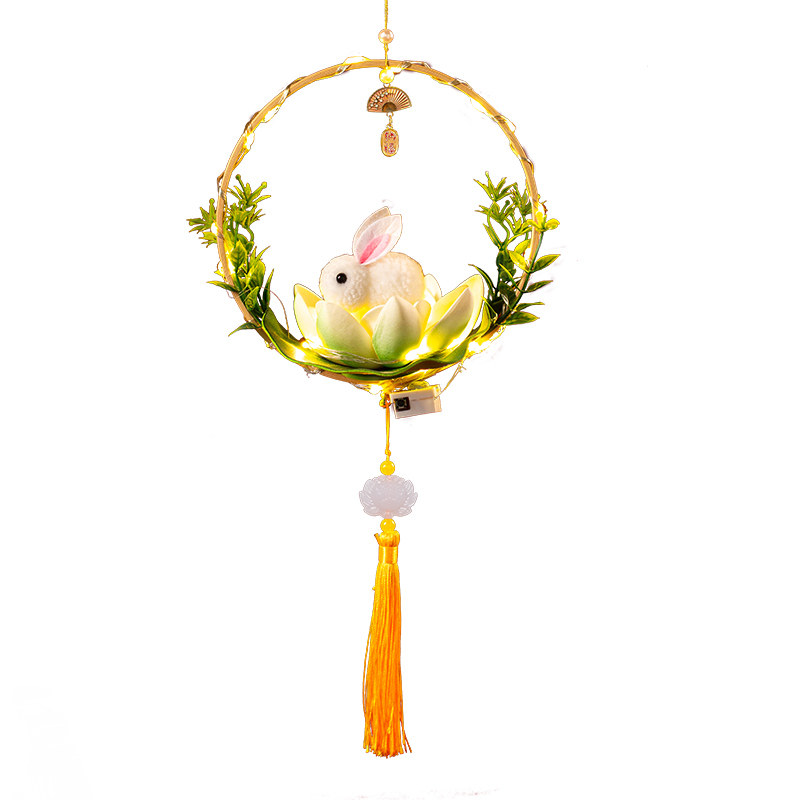 2025新款元旦节灯笼儿童手提发光花灯手工diy材料包古风汉服宫灯