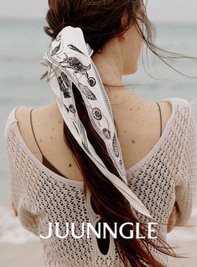 Juunngle lab洲古手绘复古夏季贻贝海湾度假风印花发带