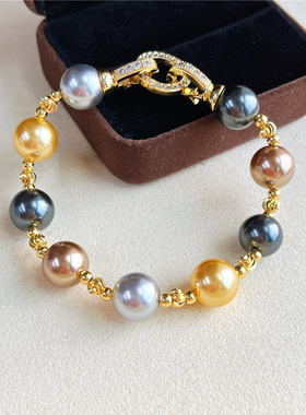 小红书爆款轻奢高级美拉德混彩渐变施家珍珠项链手链