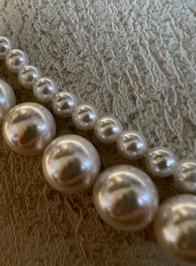 蝴蝶结贝珠大小珠双层项链女