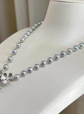 法式轻奢唯美10mm贝珠毛衣链铂金