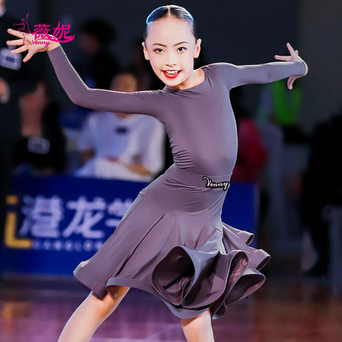 venny薇妮拉丁舞服女童夏分体女儿童专业比赛规定服高端国标舞裙 - 图1