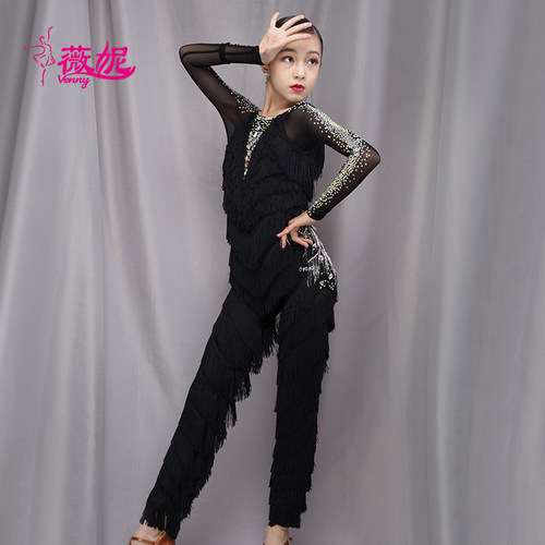 Venny薇妮拉丁舞服装比赛专业镶钻定制女成年新款拉丁演出服秋季 - 图0