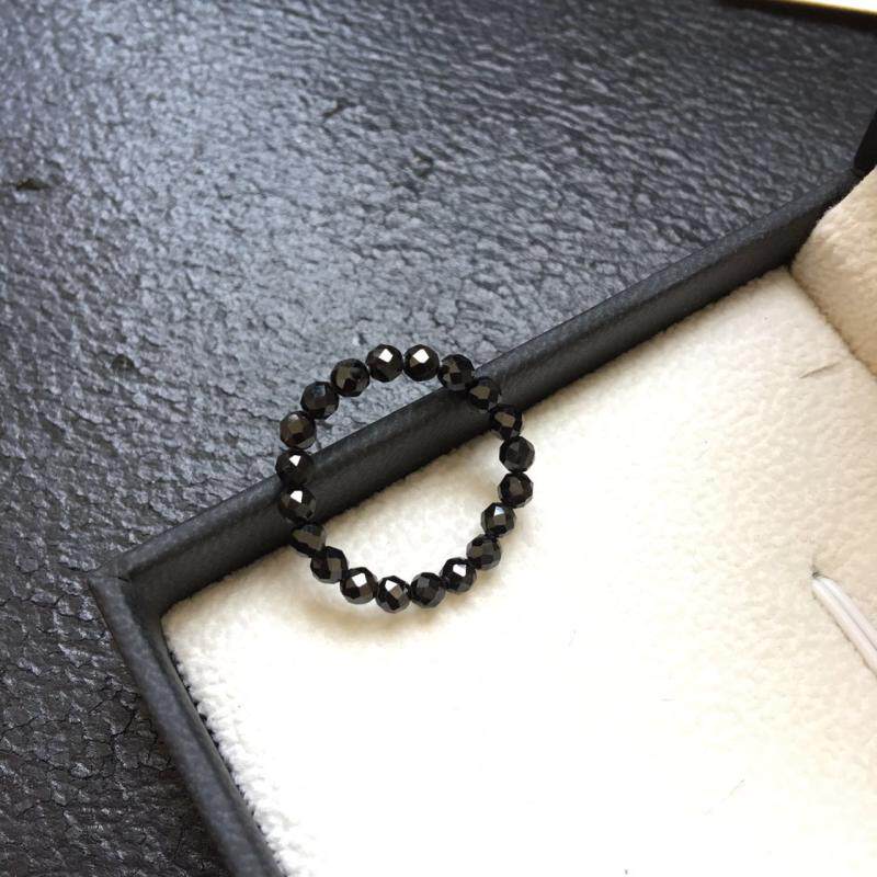 Stylish Shiny Faceted Ring Black Spinel