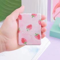 Cartoon Small Mirror Carry-on with cute folded double mirror portable leather face tonic makeup mirror girls heart mirror