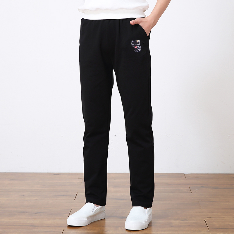 女童裤子薄绒儿童休闲裤秋冬加绒中大童运动裤冬季保暖学生直筒裤 - 图0