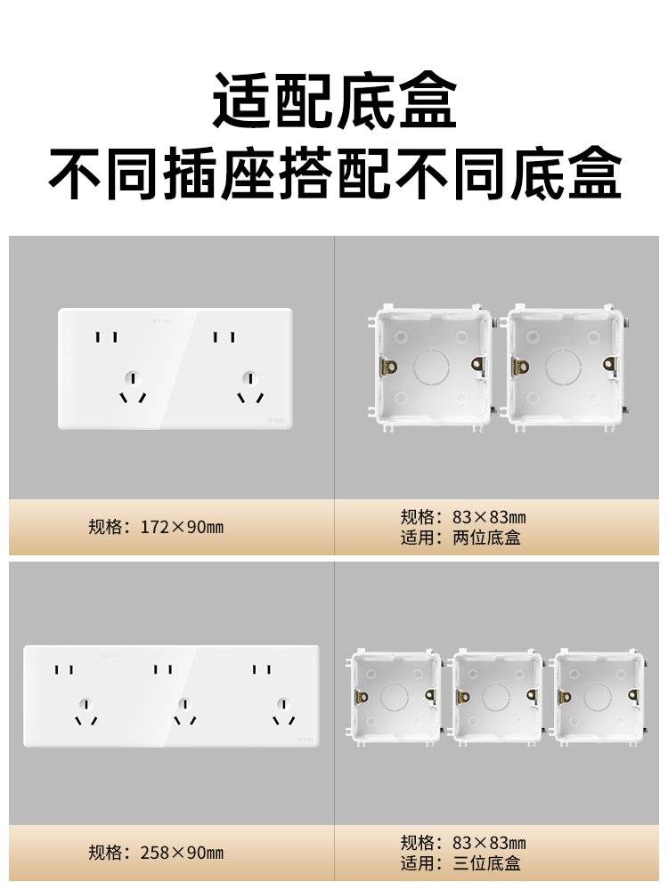 公牛影音插座十四孔多孔插座面板家用暗装墙壁三联86型开关插座