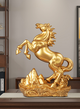 聚善缘跃马奔腾招财马摆件开业礼