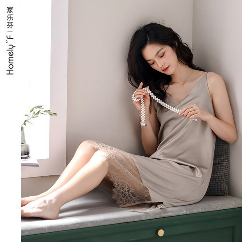 吊带睡裙女士睡衣夏季夏天丝绸冰丝背心仿真丝薄款性感诱惑连衣裙 - 图2