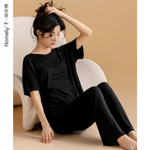 家乐芬 Летняя пижама, тонкие штаны, шелковый комплект, короткий рукав