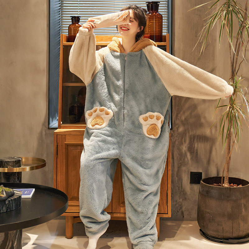 珊瑚绒连体冬可爱卡通套装秋冬睡衣 俏薇妮睡衣/家居服套装