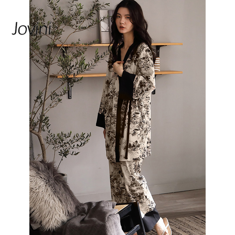 2021新款春秋季纯棉长袖长裤睡袍 俏薇妮睡衣/家居服套装