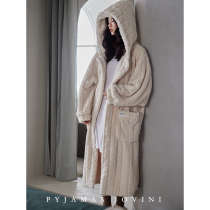 Playwny Sleeping Burqa Woman Autumn Winter Coral Suede Plus Suede Thickened Cap Bathrobe warm and long style 2023 new pyjamas