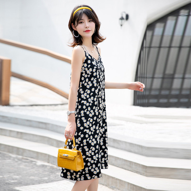 小雏菊无袖连衣裙女2020 v领碎花 依雨芬芬连衣裙