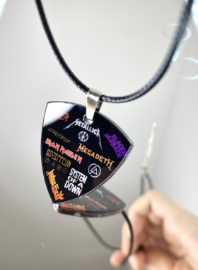 欧美重金属乐队LOGO周边吉他拨片项链配饰Metallica铁娘子Slayer